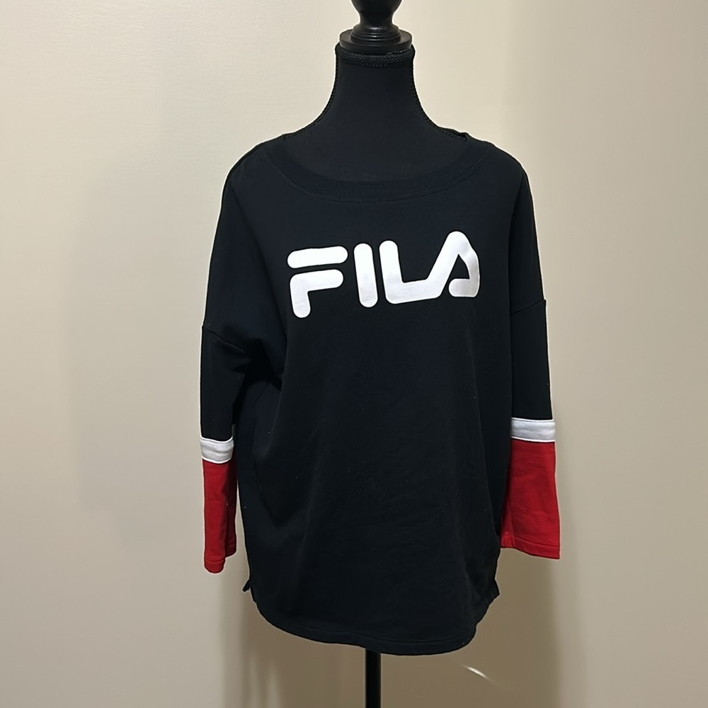 Fila Black and Red Crew Neck Sweater